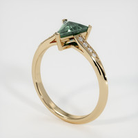 0.93 Ct. Bluish Green Sapphire Ring, 18K Yellow Gold 2