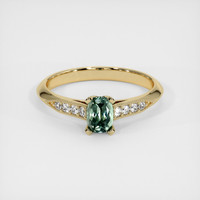0.65 Ct. Green Sapphire Ring, 18K Yellow Gold 1