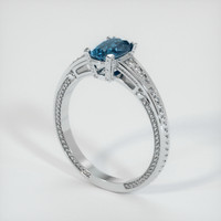 0.78 Ct. Greenish Blue Sapphire Ring, Platinum 950 2
