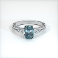 1.88 Ct. Greenish Blue Sapphire Ring, Platinum 950 1