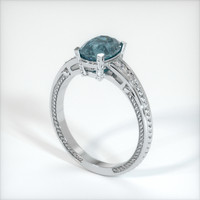 1.88 Ct. Greenish Blue Sapphire Ring, Platinum 950 2