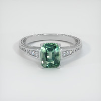 2.67 Ct. Bluish Green Sapphire Ring, Platinum 950 1