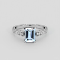 1.28 Ct. Blue Aquamarine Ring, Silver 1