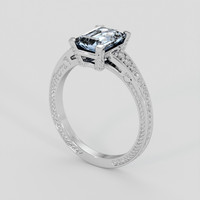 1.28 Ct. Blue Aquamarine Ring, Silver 2