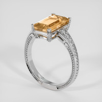 2.86 Ct. Yellowish Orange Precious Topaz Ring, 10K White Gold 2