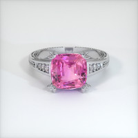3.00 Ct. Purplish Pink Sapphire Ring, 14K White Gold 1