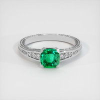 0.79 Ct. Emerald  Ring - 18K White Gold