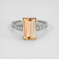 2.86 Ct. Yellowish Orange Precious Topaz Ring, 18K White Gold 1