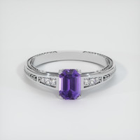 0.64 Ct. Purple Sapphire Ring, 18K White Gold 1