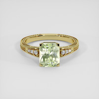 3.16 Ct. Yellowish Green Sapphire Ring, 14K Yellow Gold 1