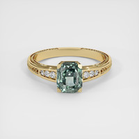2.02 Ct. Bluish Green Sapphire Ring, 18K Yellow Gold 1