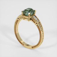 2.02 Ct. Bluish Green Sapphire Ring, 18K Yellow Gold 2