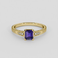 0.91 Ct. Bluish Purple Sapphire Ring, 18K Yellow Gold 1