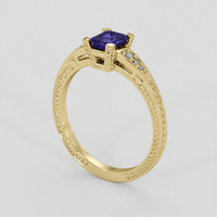 0.91 Ct. Bluish Purple Sapphire Ring, 18K Yellow Gold 2