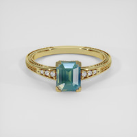 1.99 Ct. Greenish Blue Sapphire Ring, 18K Yellow Gold 1