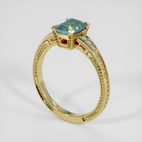 1.99 Ct. Greenish Blue Sapphire Ring, 18K Yellow Gold 2