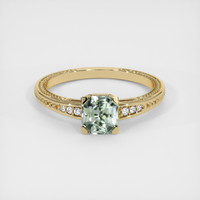 0.66 Ct. Green Sapphire Ring, 18K Yellow Gold 1