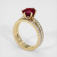 2.50 Ct. Ruby Ring, 14K Yellow Gold 2