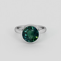 5.06 Ct. Bluish Green Sapphire Ring, Platinum 950 1