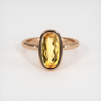 3.64 Ct. Orangish Yellow Precious Topaz Ring, 14K Rose Gold 1
