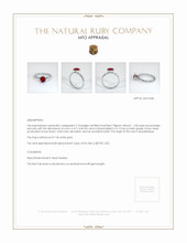 Ruby Ring 1.08 Ct., 14K White Gold Appraisal