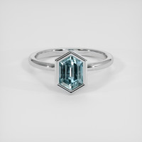 1.42 Ct. Greenish Blue Sapphire Ring, 14K White Gold 1