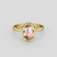 2.06 Ct. Peach Sapphire Ring, 10K Yellow Gold 1