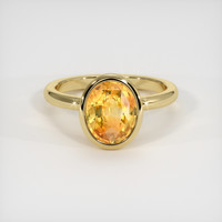 3.58 Ct. Orangish Yellow Sapphire Ring, 14K Yellow Gold 1
