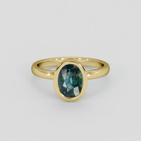 1.63 Ct. Bluish Green Sapphire Ring, 14K Yellow Gold 1