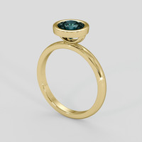 1.33 Ct. Greenish Blue Sapphire Ring, 18K Yellow Gold 2