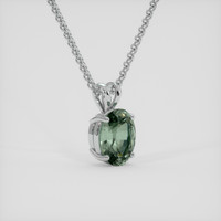 2.25 Ct. Bluish Green Sapphire Pendant, 14K White Gold 2