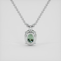 2.25 Ct. Bluish Green Sapphire Pendant, 14K White Gold 4