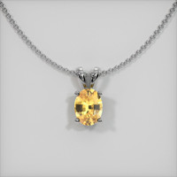 1.30 Ct. Yellowish Orange Sapphire Pendant, 14K White Gold 1