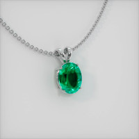 2.10 Ct. Emerald  Pendant - 18K White Gold