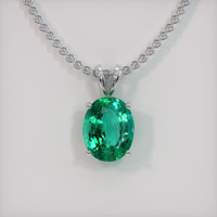 3.70 Ct. Emerald Pendant, 18K White Gold 1