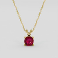 1.00 Ct. Purplish Red Ruby Pendant, 14K Yellow Gold 1