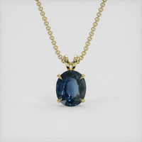 1.25 Ct. Greenish Blue Sapphire Pendant, 14K Yellow Gold 1