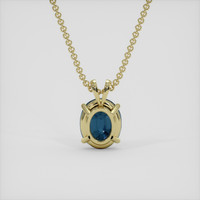 1.25 Ct. Greenish Blue Sapphire Pendant, 14K Yellow Gold 4