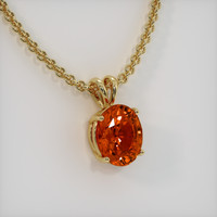 6.22 Ct. Orange Sapphire Pendant, 14K Yellow Gold 2
