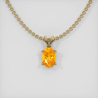 0.70 Ct. Orange Sapphire Pendant, 14K Yellow Gold 1