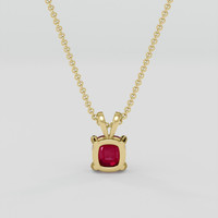 1.00 Ct. Purplish Red Ruby Pendant, 18K Yellow Gold 4