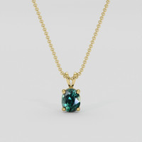 0.83 Ct. Bluish Green Sapphire Pendant, 18K Yellow Gold 1