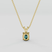 0.83 Ct. Bluish Green Sapphire Pendant, 18K Yellow Gold 4