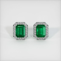 <span>2.91</span>&nbsp;<span class="tooltip-light">Ct.Tw.<span class="tooltiptext">Total Carat Weight</span></span> Emerald Earrings, Platinum 950 1