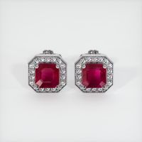 <span>2.24</span>&nbsp;<span class="tooltip-light">Ct.Tw.<span class="tooltiptext">Total Carat Weight</span></span> Ruby Earrings, 14K White Gold 1