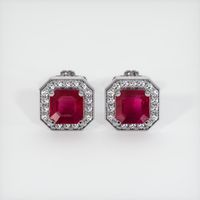 2.24 Ct.Tw. Ruby Earrings, 14K White Gold 1