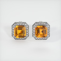 5.07 Ct.Tw. Yellowish Orange Sapphire Earrings, 14K White Gold 1