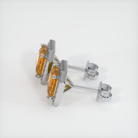 5.07 Ct.Tw. Yellowish Orange Sapphire Earrings, 14K White Gold 3