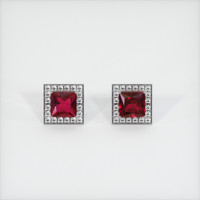 0.67 Ct.Tw. Ruby Earrings, 14K White Gold 1