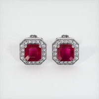 2.24 Ct.Tw. Ruby Earrings, 18K White Gold 1